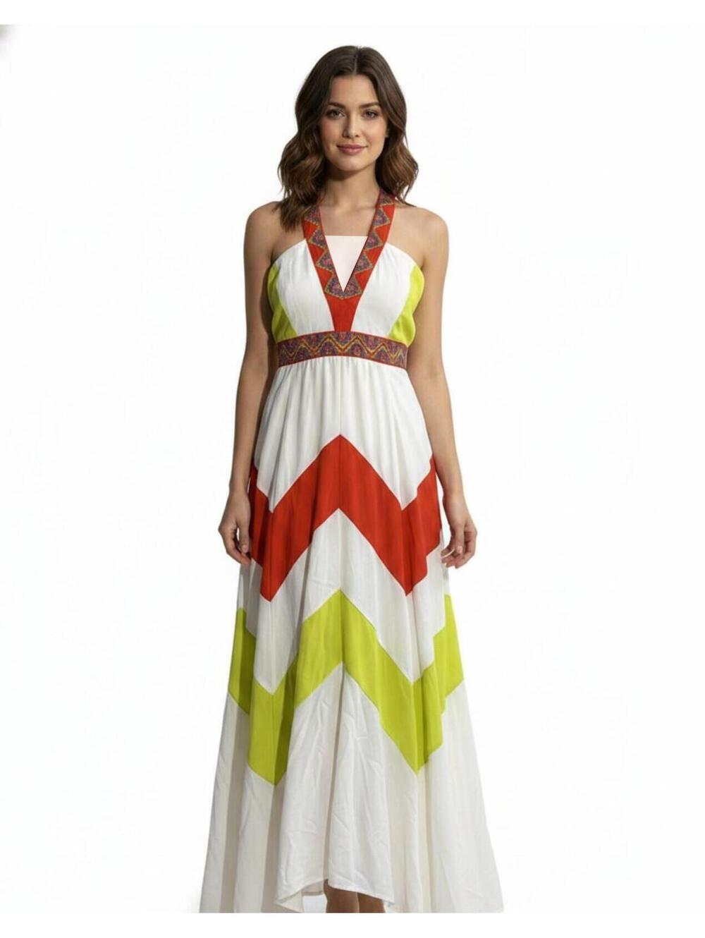 NWT Gianni Bini GB Chevron Aztec Design Maxi Dress Embroidered Details XS ($69)